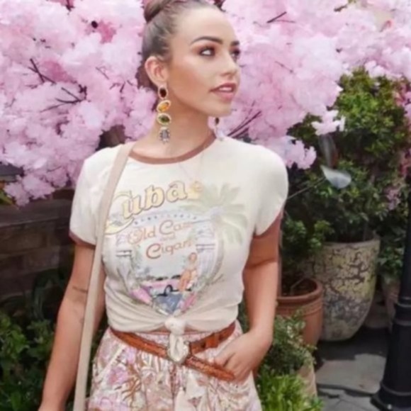 Boho Cream Cuba Havana Fitted Graphic Tee - Picture 3 of 11